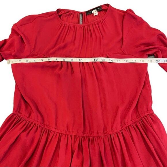 Slate & Willow Rose Illusion Dress Chiffon Lined Elastic Waist Red Womens Size 6 - Picture 12 of 14